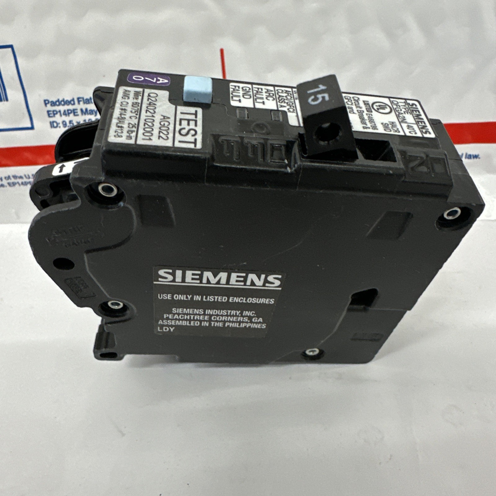 Siemens Q115DFN – 15A – 1-Pole – Dual Function AFCI/GFCI Plug-on Neutral Breaker