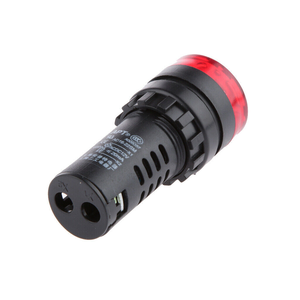 2Pack DC 12V Red LED Signal Light Buzzer Alarm Indicator Flash Light Panel Lamp