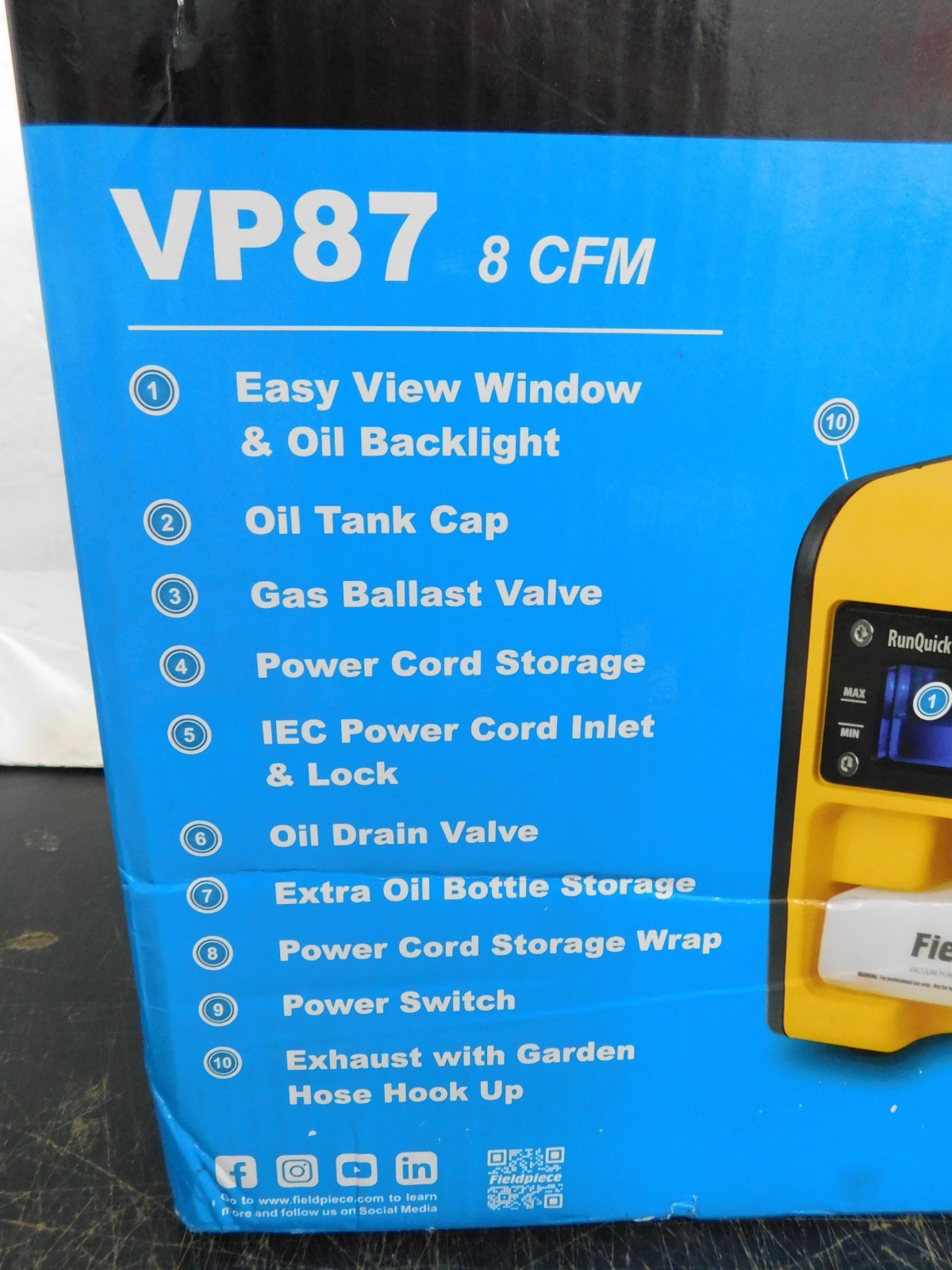 FIELDPIECE VACUUM PUMP RUNQUICK DUAL STAGE 8 CFM MODEL VP87 *NEW*