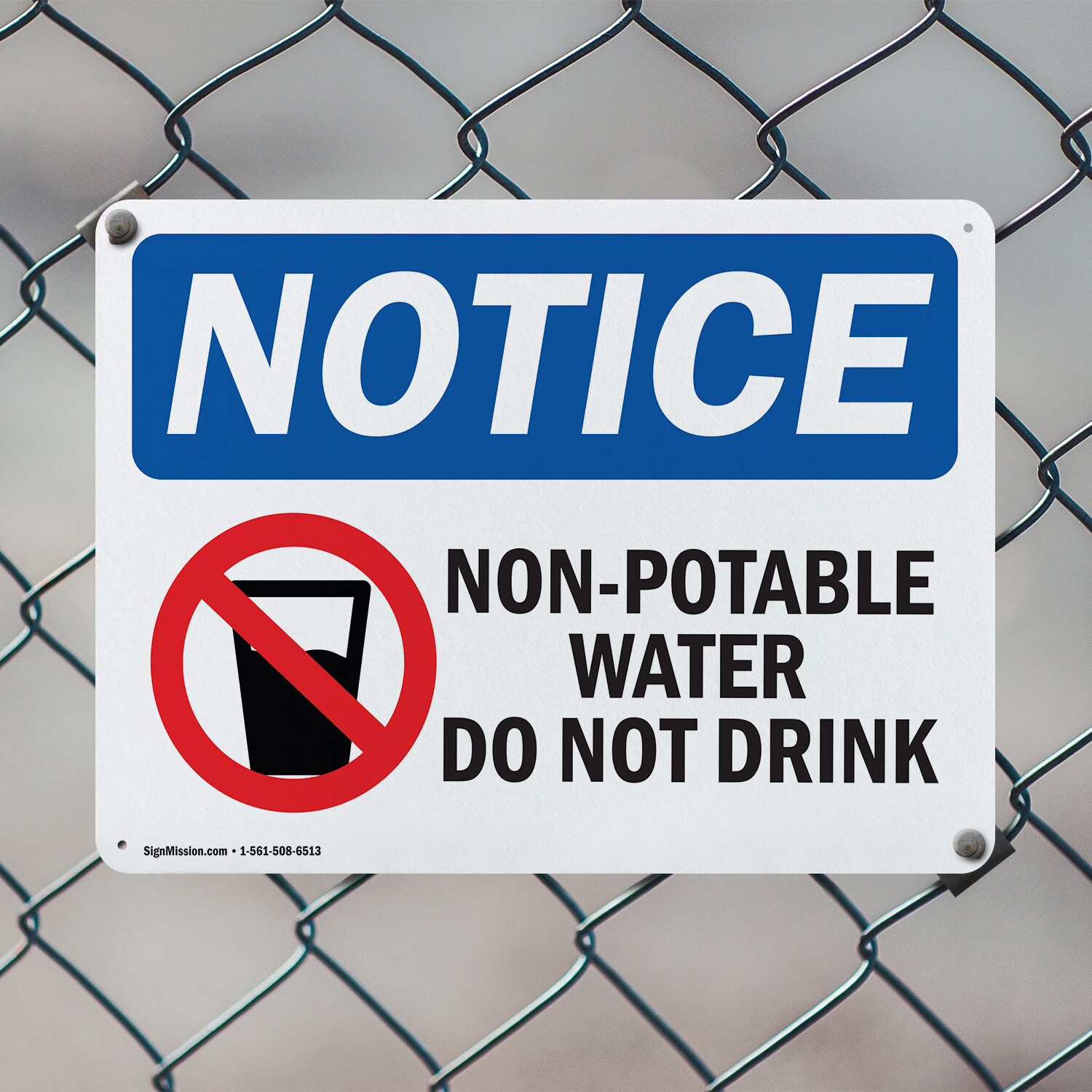 (2 Pack) Non-Potable Water Do Not Drink OSHA Notice Sign Decal Metal Plastic