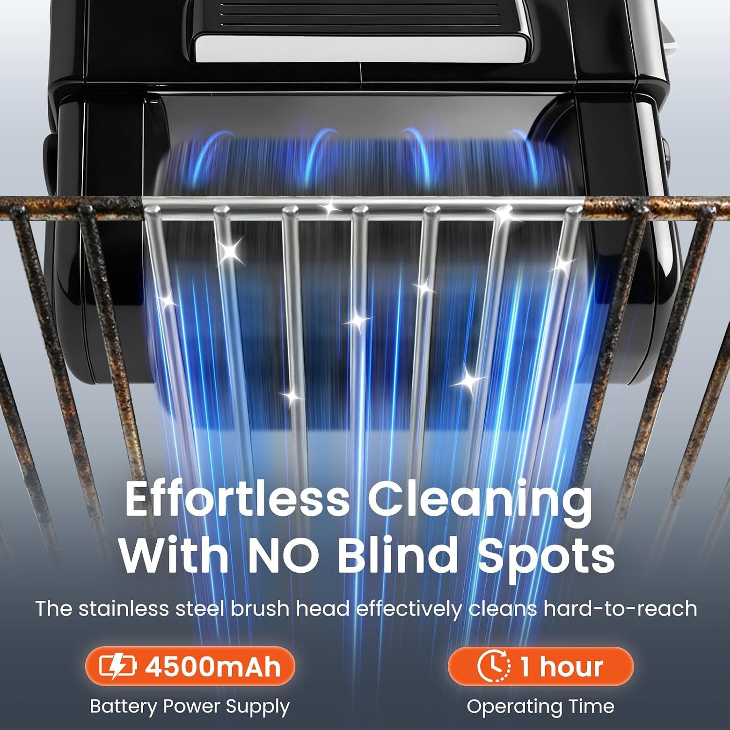 Electric Grill Brush, 950 RPM Cordless Electric BBQ Grill Cleaner with 4500mAh