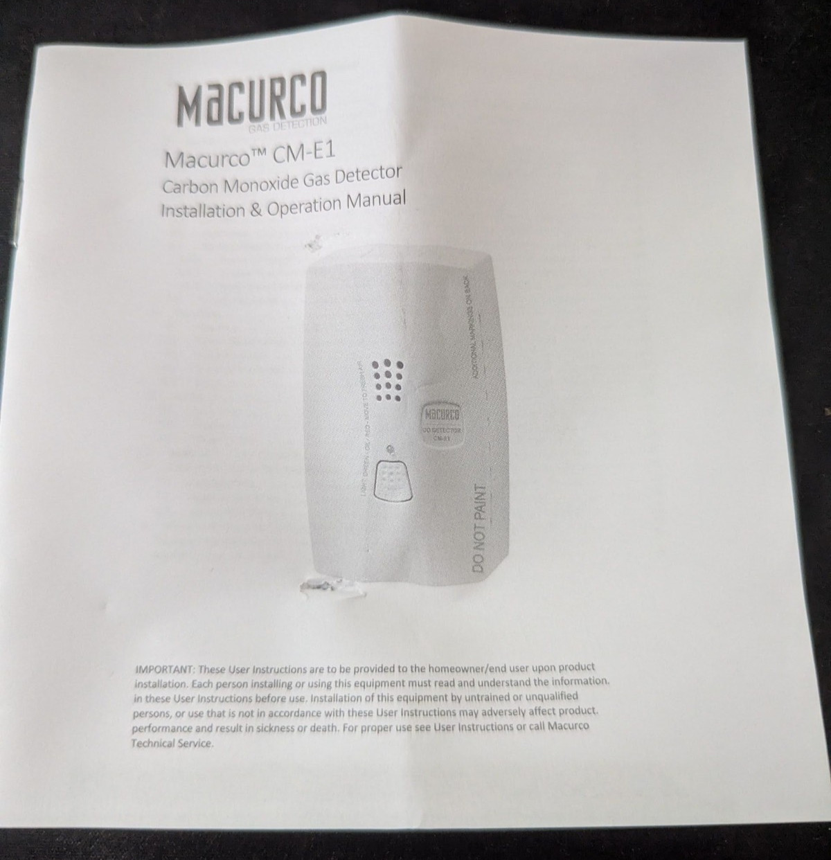 Macurco CM-E1 Carbon Monoxide Detector Gas detection for alarm control panels