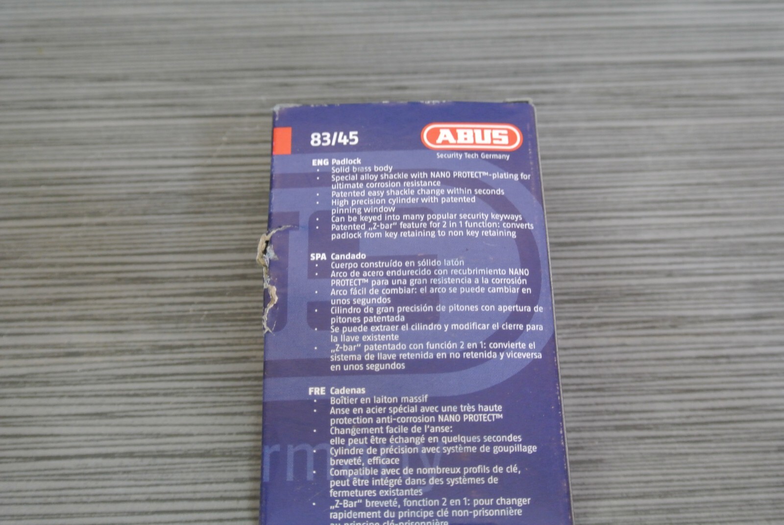 Abus 83/45 Solid Brass Rekeyable Padlock MB 100