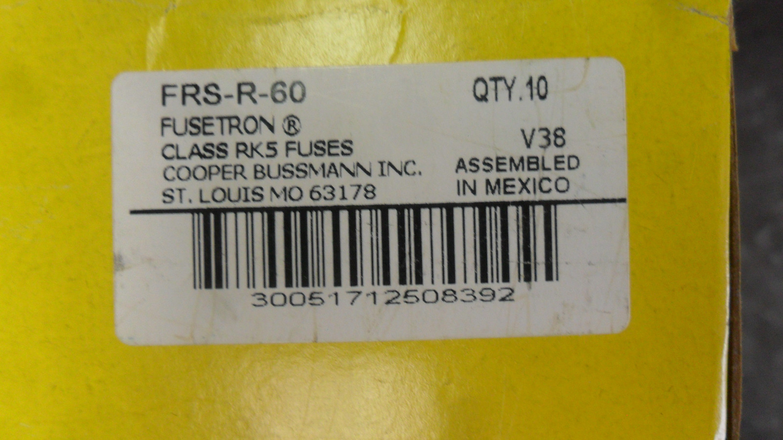 New Lot Bussmann FRS-R-60 Amp Fuses Class RK5 600 Volts Energy Efficient NIB