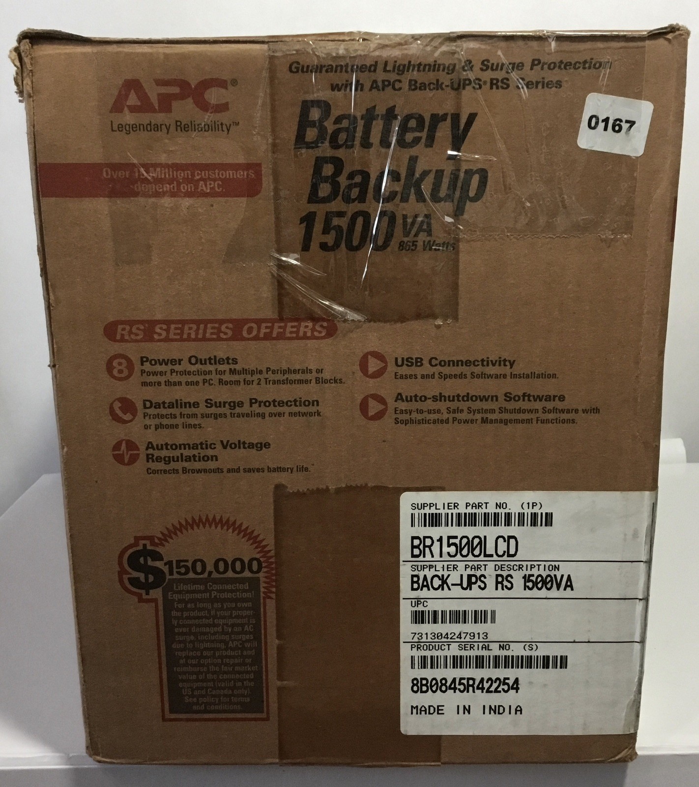 APC Back-UPS RS Series Battery Backup, 1500 VA, 865W, Tower Battery-Never Used