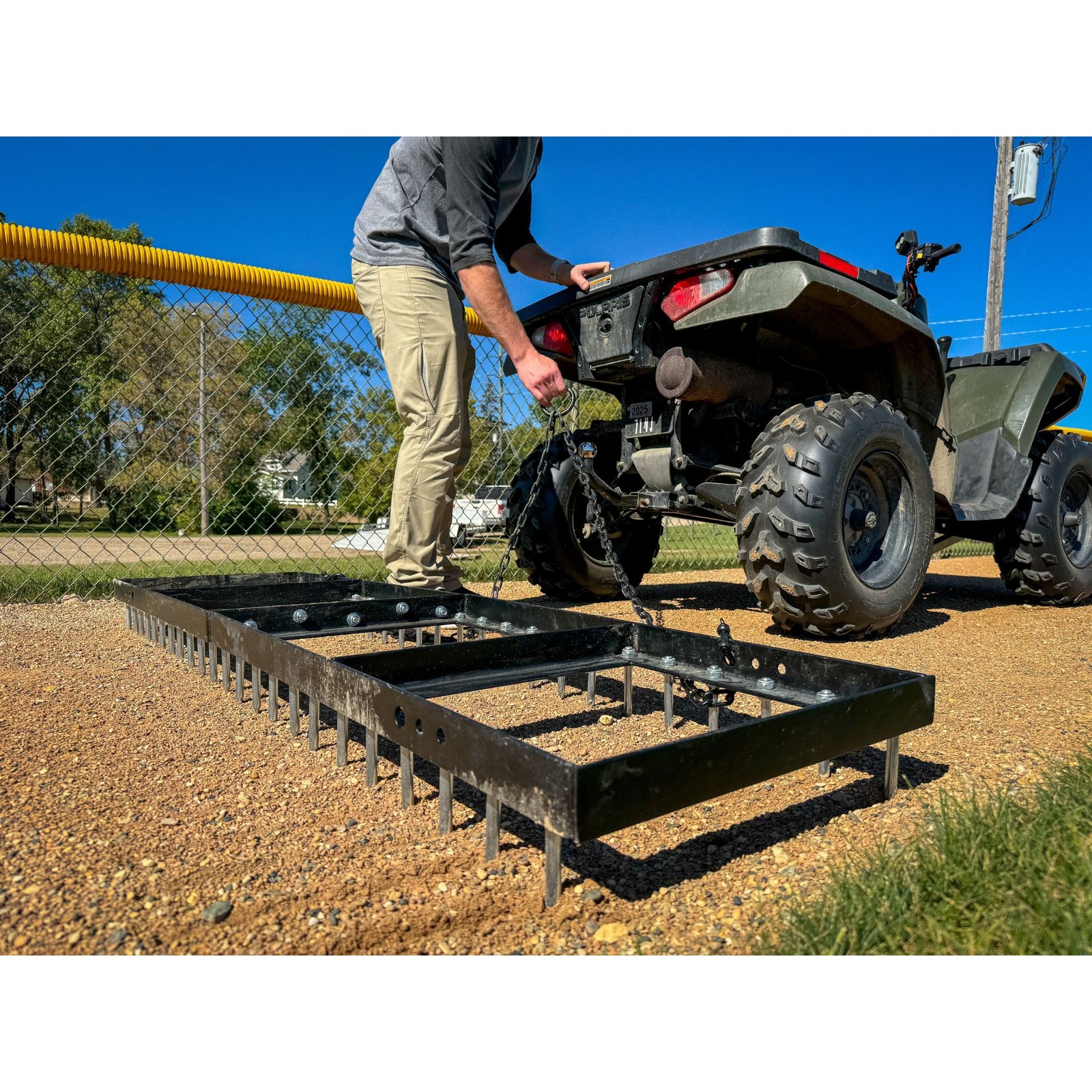 Yard Tuff Spike Drag, Tow Behind Lawn Field Leveling Attachment, 6 Ft Wide