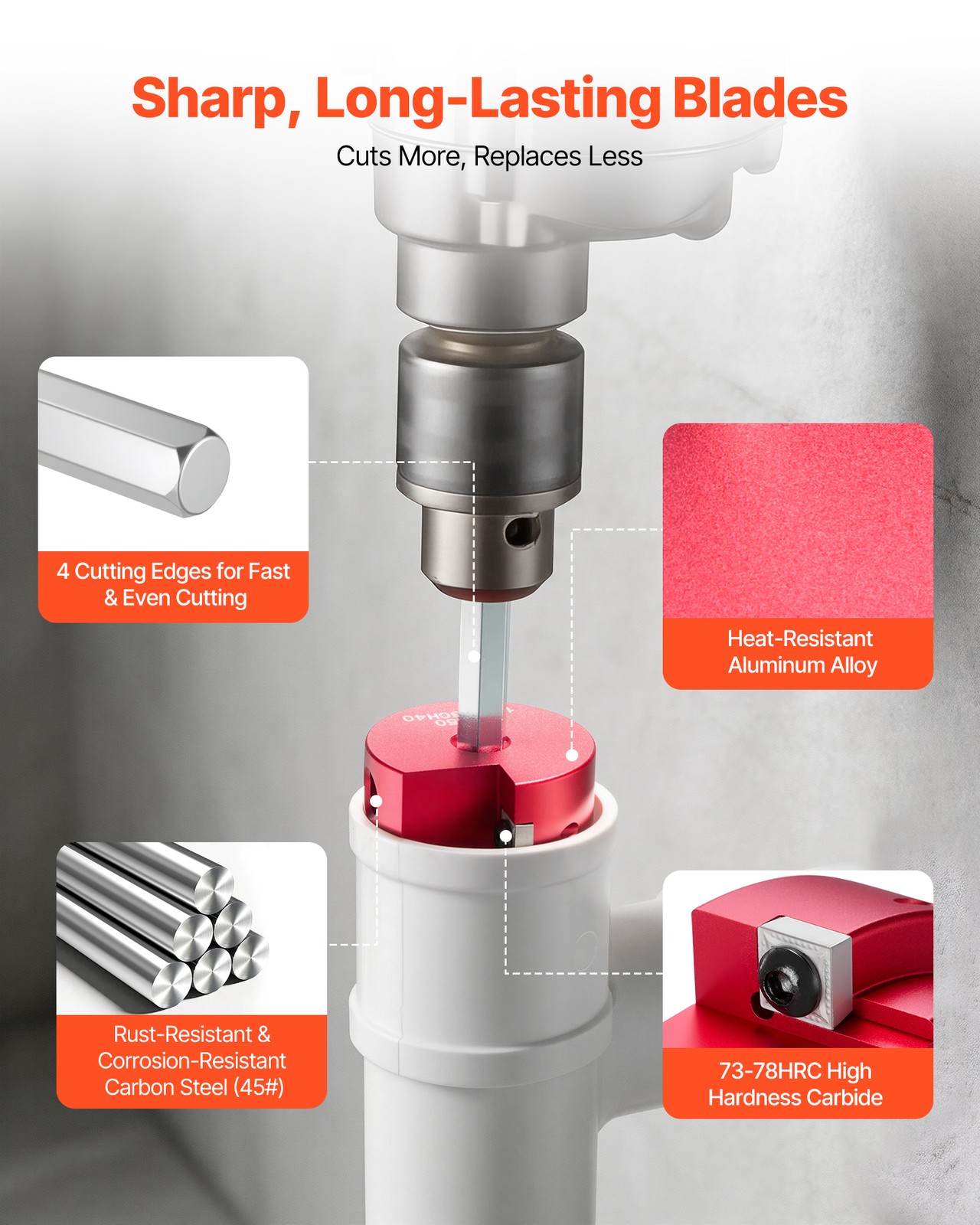 VEVOR PVC Pipe Reamer Kit PVC Fitting Socket Saver 9-Piece for SCH40 ABS Pipes