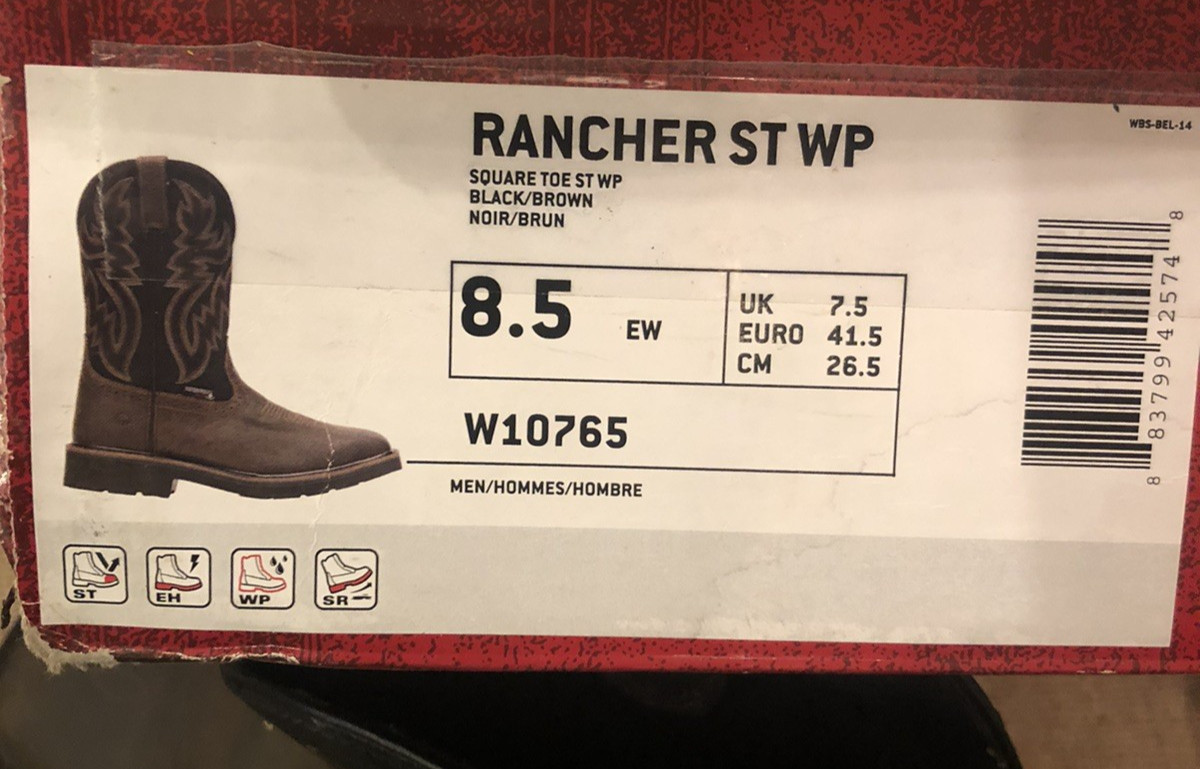 Wolverine Men’s Rancher ST WP 10in Work Boot, Black/Brown, Size Men’s 8.5EW