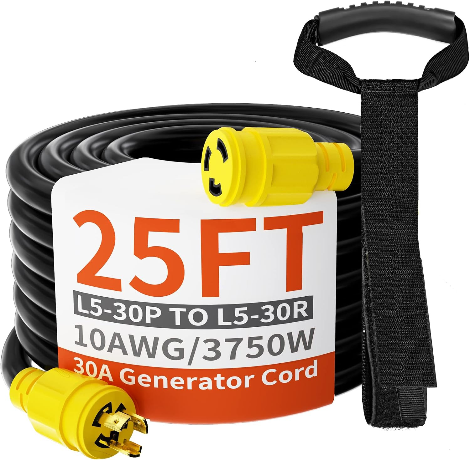 3 Prong 30 Amp Generator Cord 25 Feet Heavy Duty,Nema L5-30P/L5-30R 10 Gauge 125