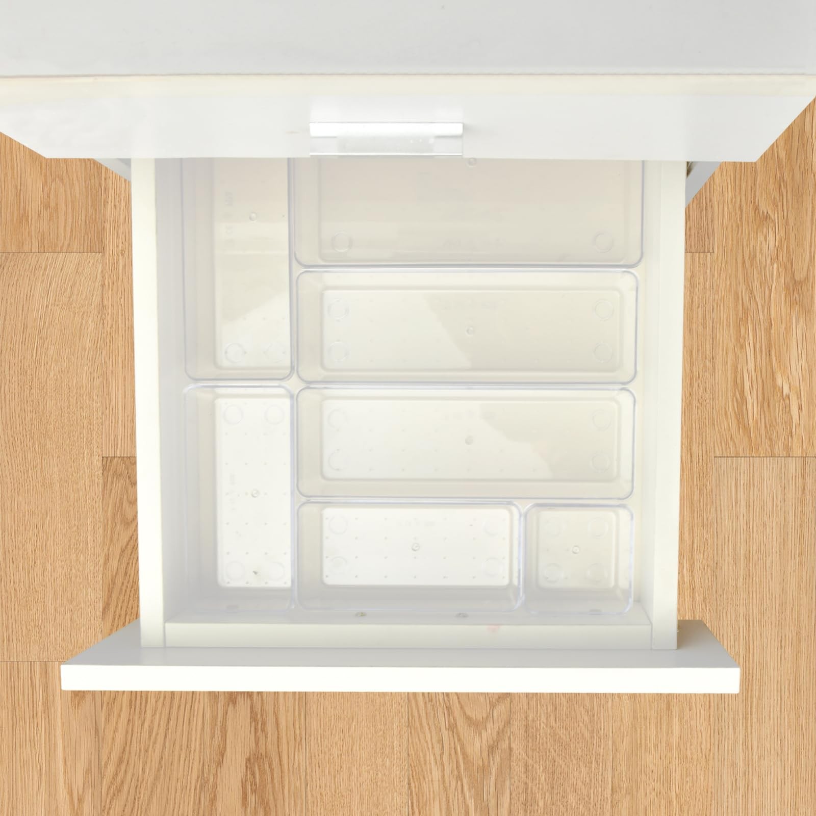 15 Piece Clear Drawer Organizer Set 4 Size Plastic Storage Bins for Desk Kitchen