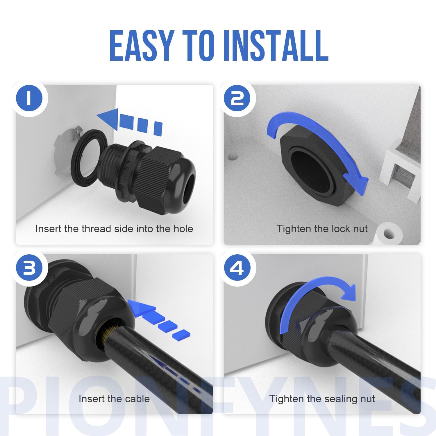 Cable Gland 100 PCS PG7 Waterproof Adjustable 3-6.5mm Nylon Joints
