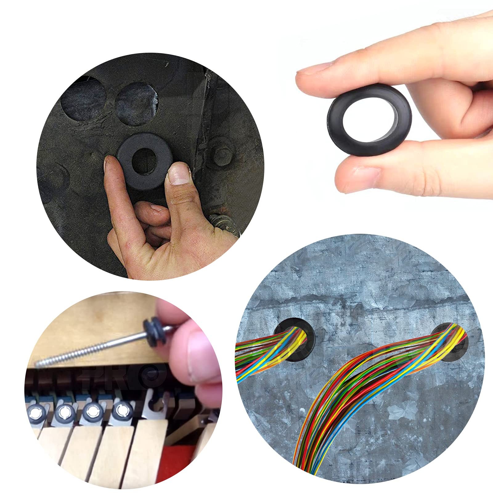 200 Pcs Hollow Rubber Grommet Firewall Hole Plug Assortment Rubber Grommet Kit 1