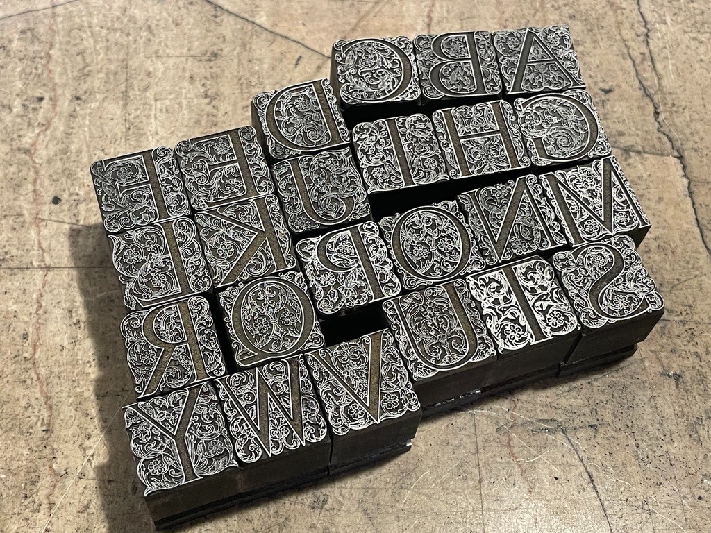 Rare Decorative Ornate Antique Foundry Cast Initial Font Letterpress 48 Pt.
