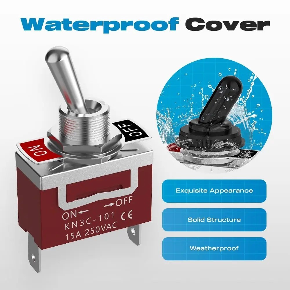 2Pcs Waterproof Toggle Switch 12V 30A SPST ON OFF Marine Heavy Duty