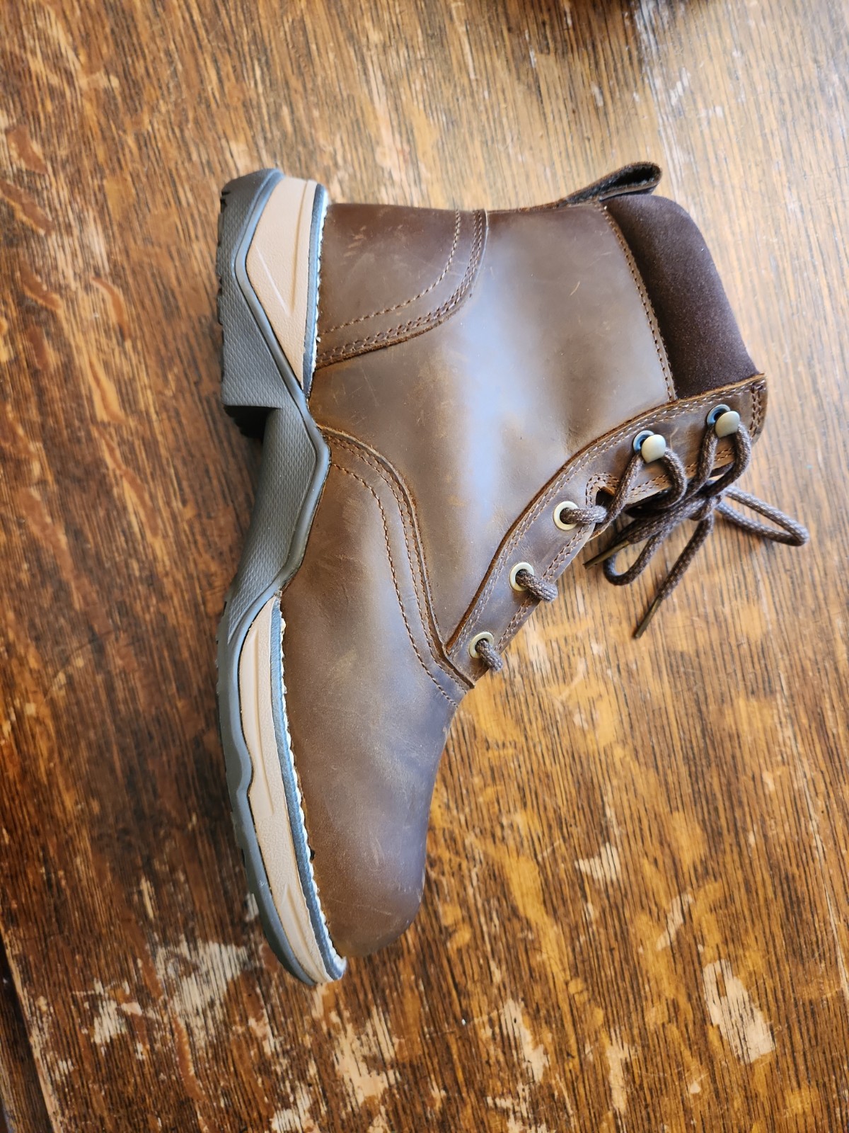 NWNT Ariat Anthem Round Toe Lacer Waterproof Boot Woman 10035822 BROWN 7B.