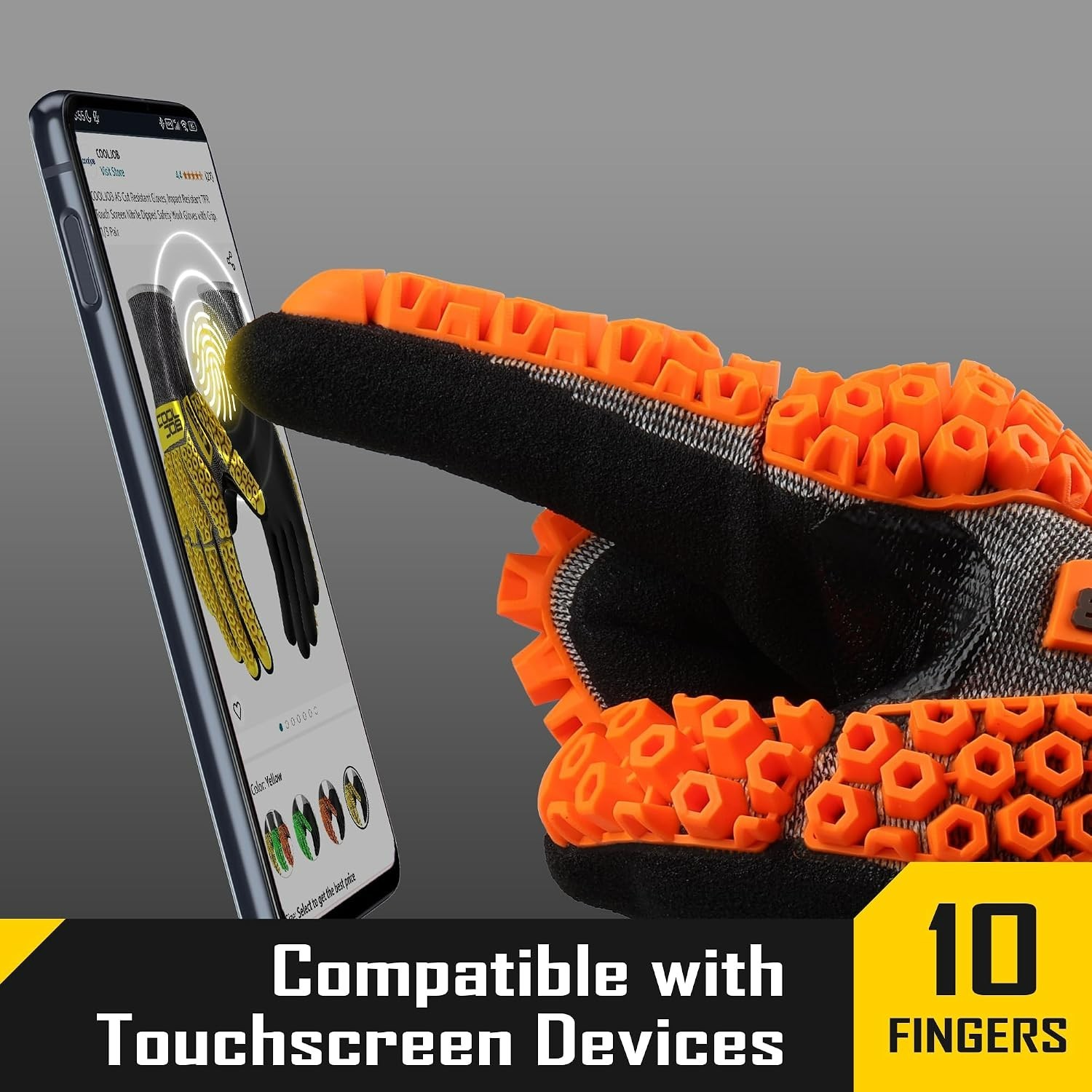 Touchscreen Friendly A5 Cut Resistant Gloves – Nitrile Dipped & Impact Protected