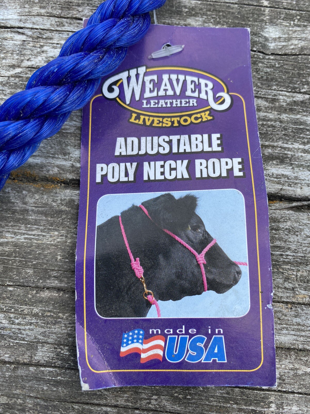 2 Weaver poly nylon adjustable livestock neck ropes blue & black NWT