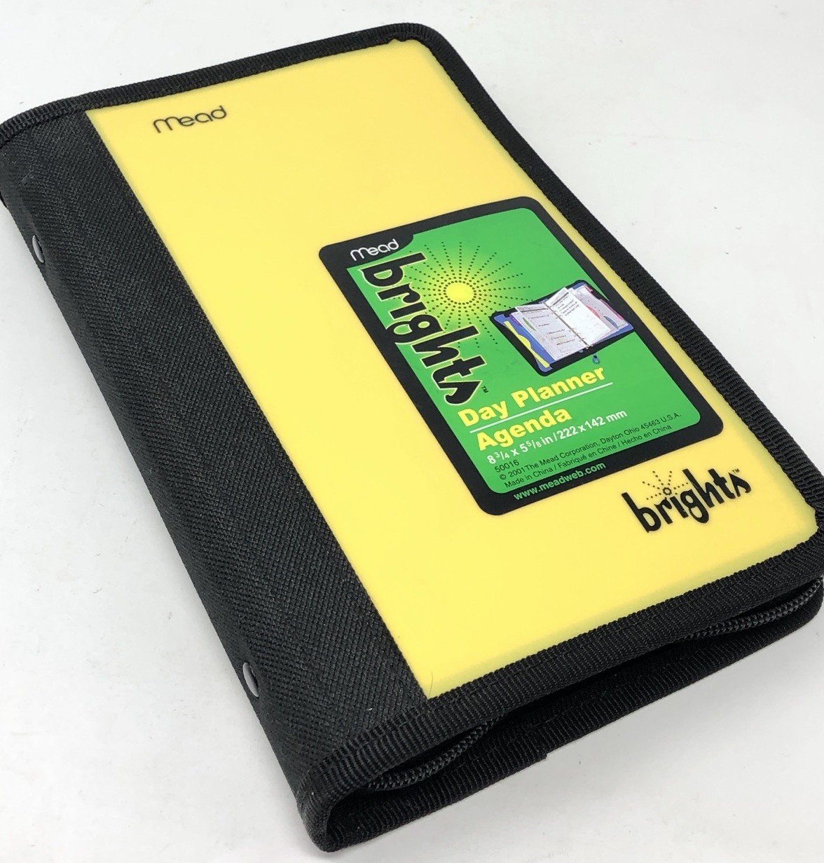 Vintage Mead Brights 6-Ring Compact Zipper Day Planner Binder NEON YELLOW Y2K