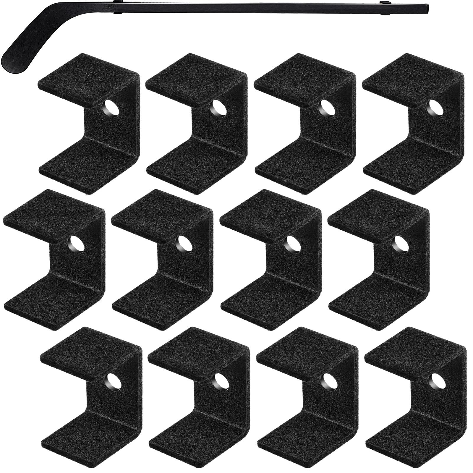 Dunzy 6 Pcs Black Hockey Stick Wall Mount Display Holder Felt