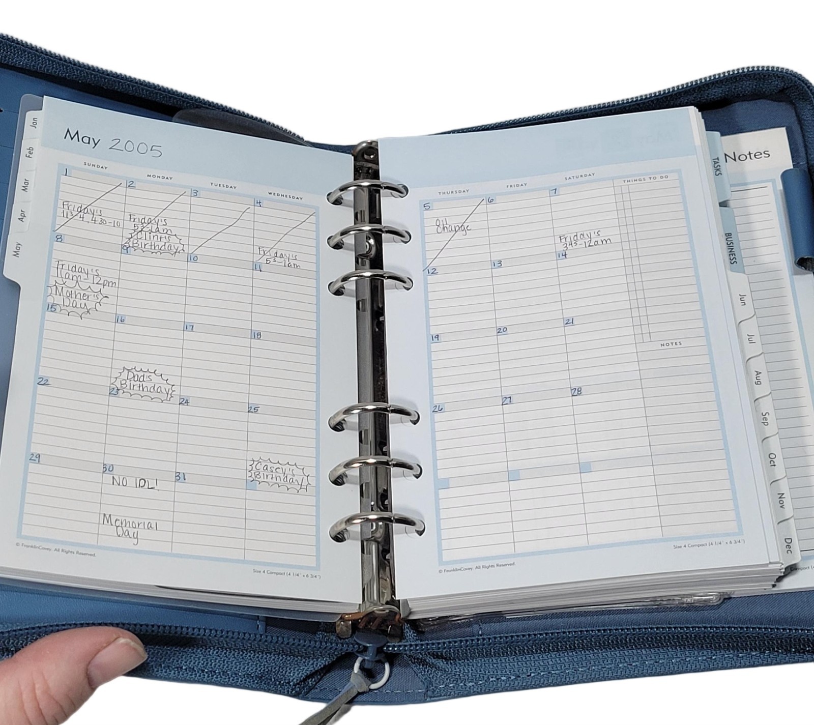 Franklin Covey 365 Monthly Weekly Organizer Planner Blue 6 Ring 8.5″x6.5″