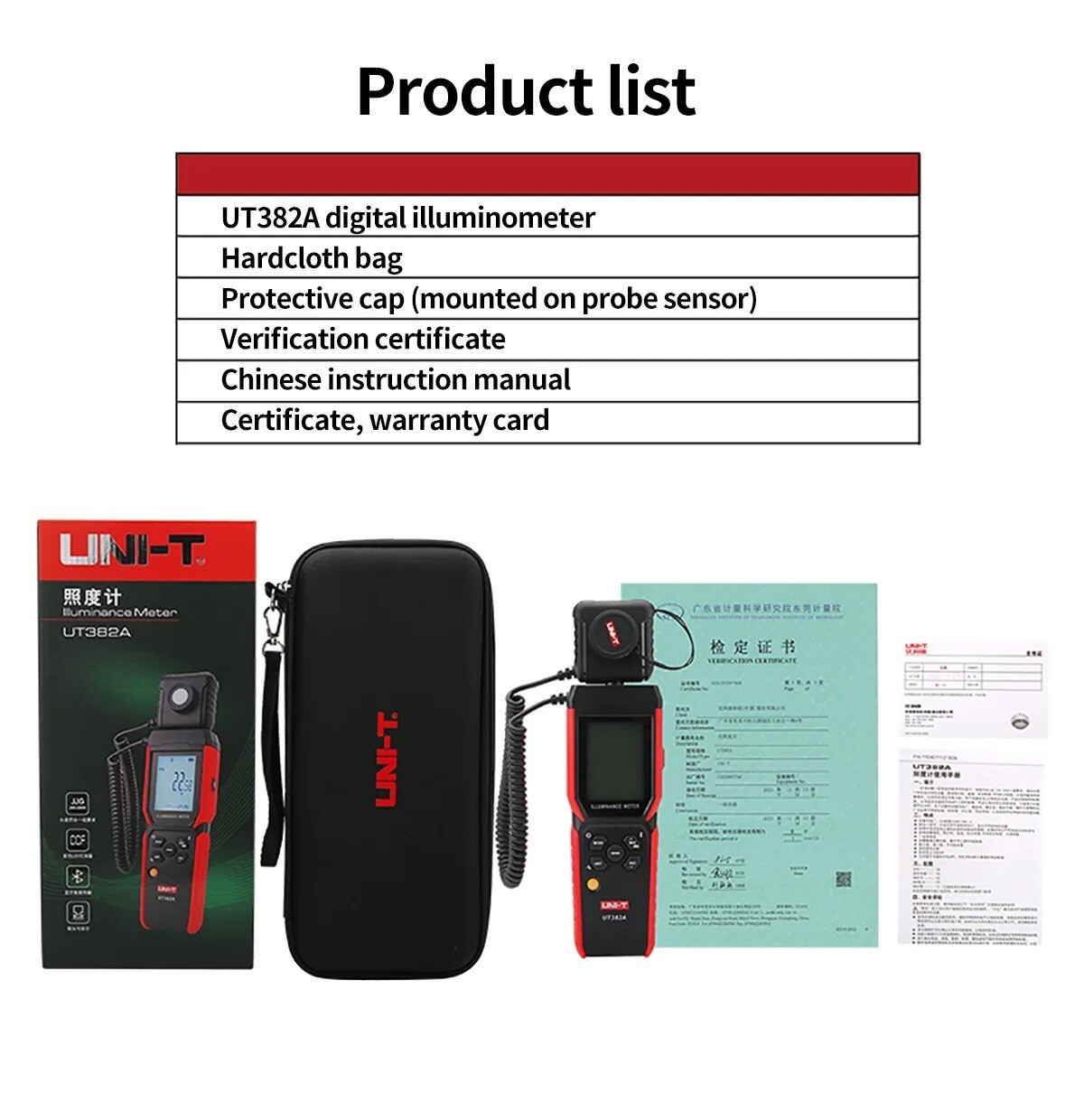 UNI-T Digital Illuminometer 400000 Lx Light Meter Photometer Bluetooth UT382A
