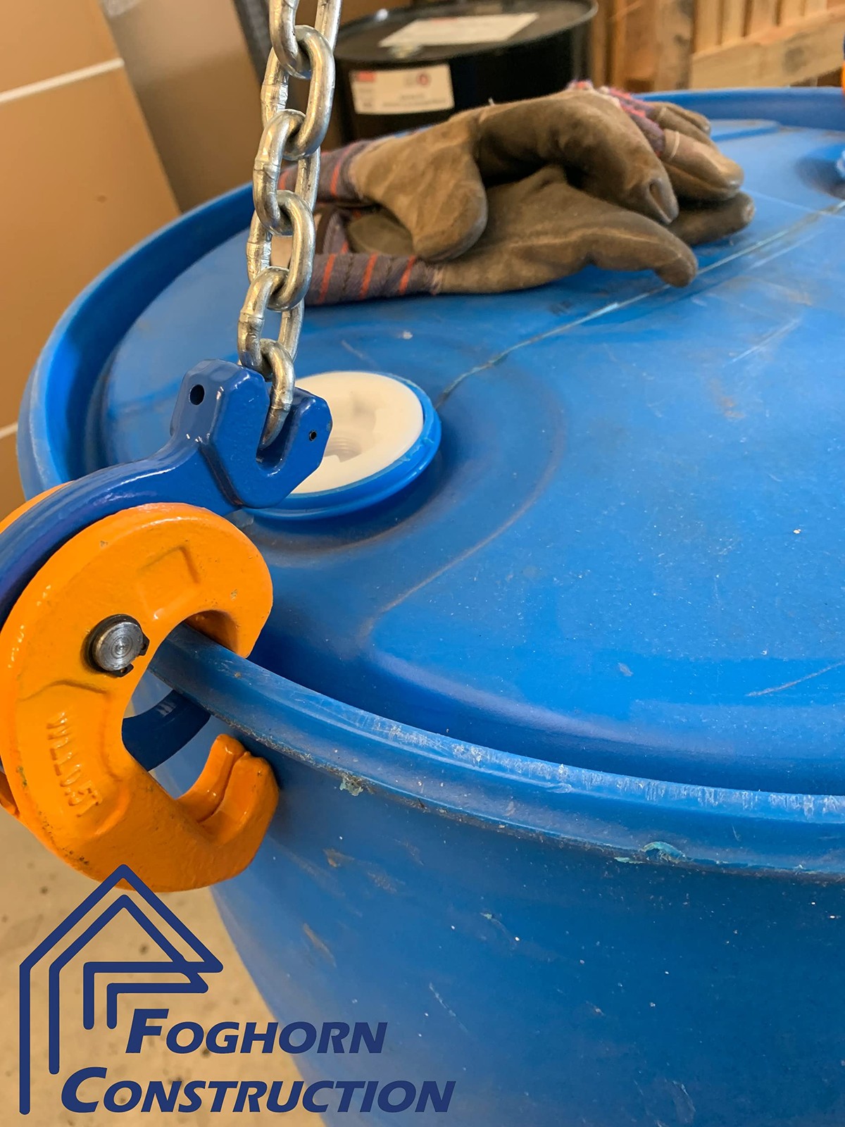 55 Gallon Drum Lifting Chain Hoist with 1 Ton Capacity – Webbing Sling…