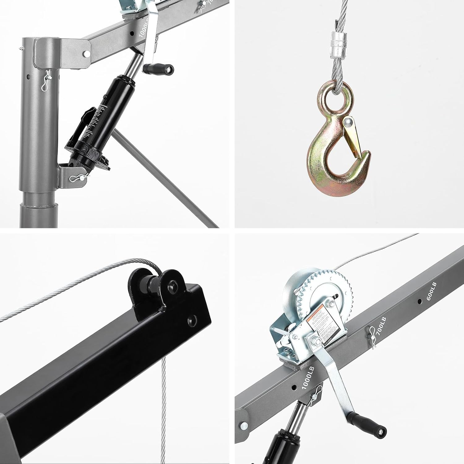 Pickup Truck Crane Hoist with 1000 lbs Capacity, Hydraulic for Lifting Goods