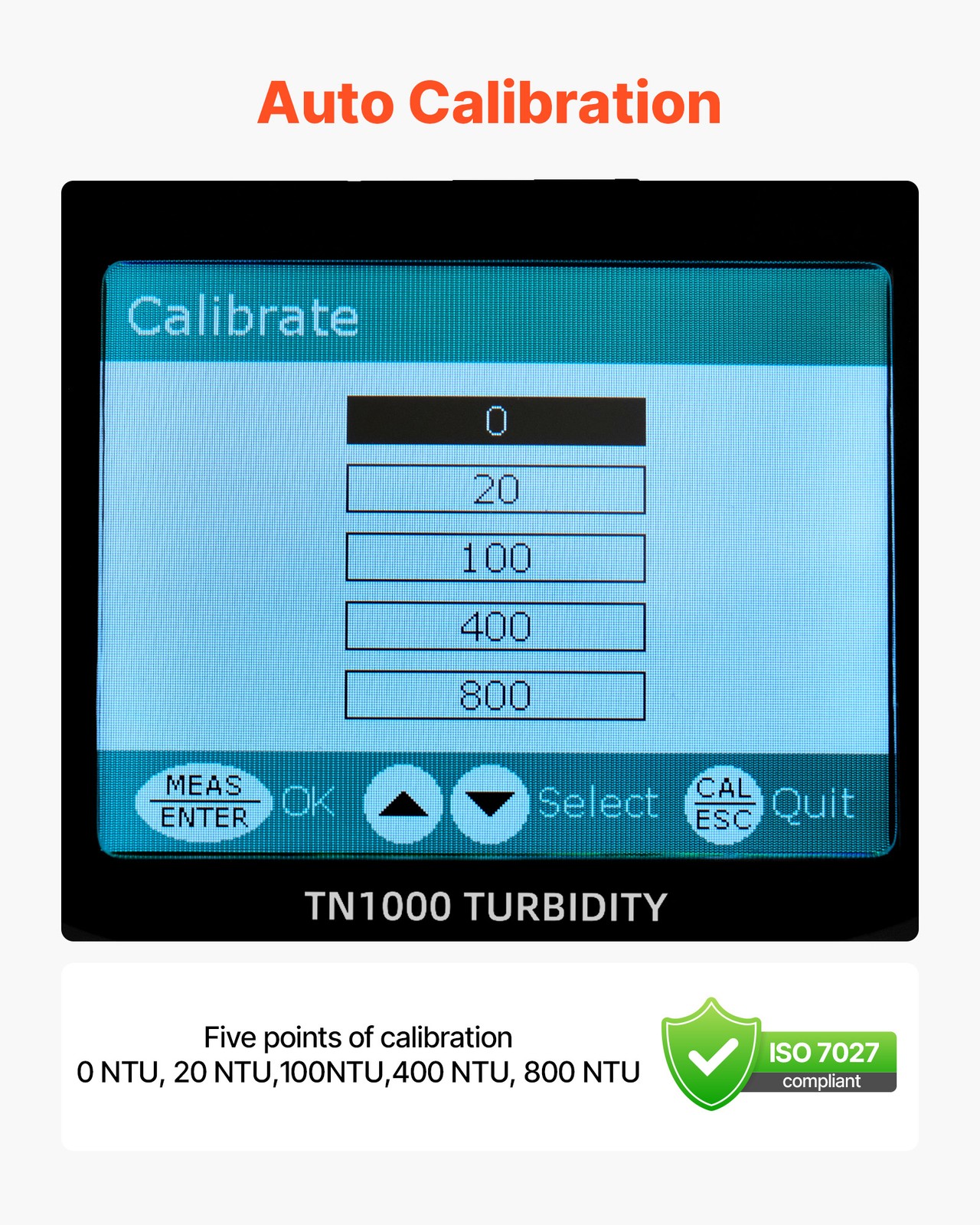 Uimoso Portable Turbidity Meter, 0–1000 NTU Range, ISO 7027 Standard Compliant