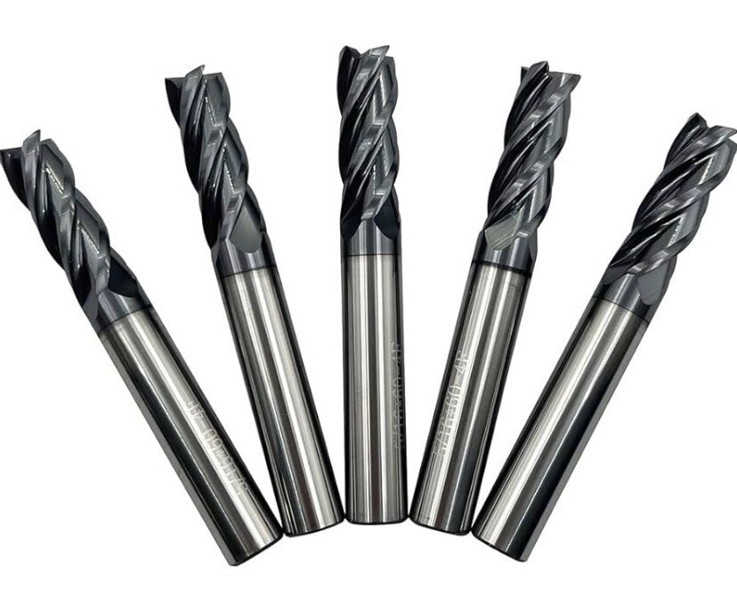5 PCS 5/16″ 4 Flutes Square 45° Helix Carbide End Mill Bit AlTiCrN Coated HRC 50