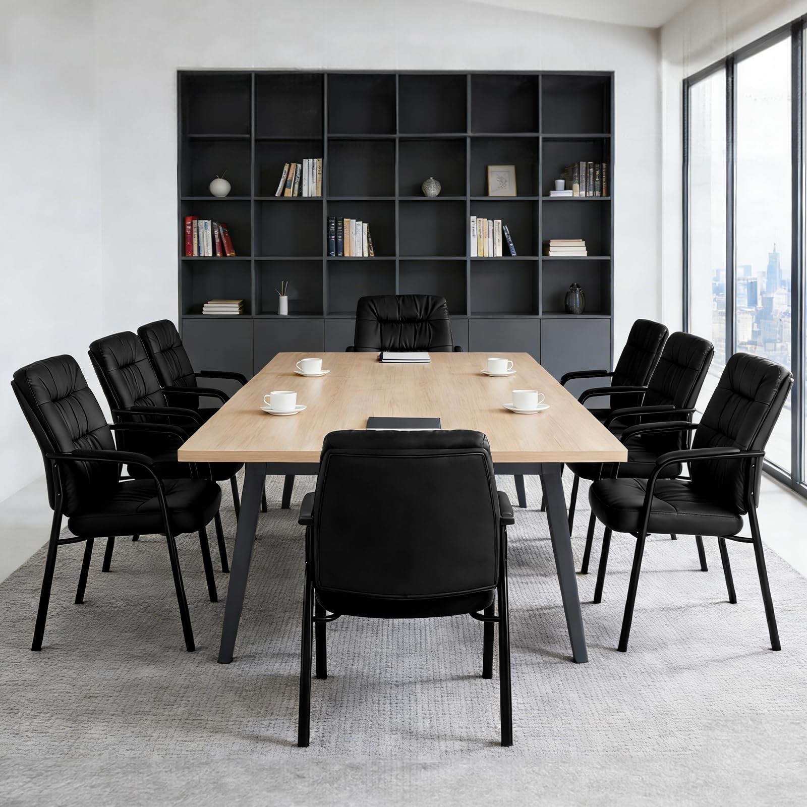 Office Waiting Room Guest Chair, 500lbs Office Reception Lobby PU Leather Cha…