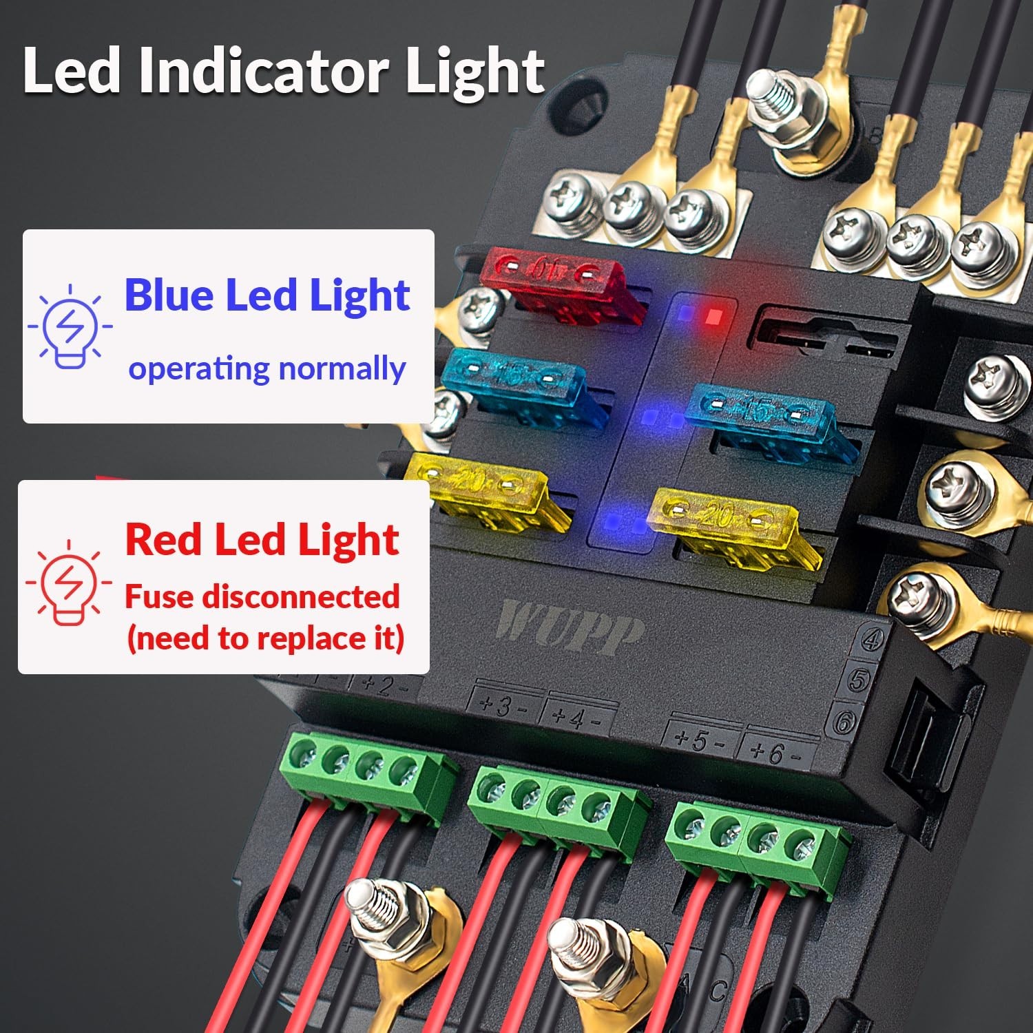 12V Fuse Block with Relay Kit, Automotive 6 Circuits Fuse Box With ACC Interface