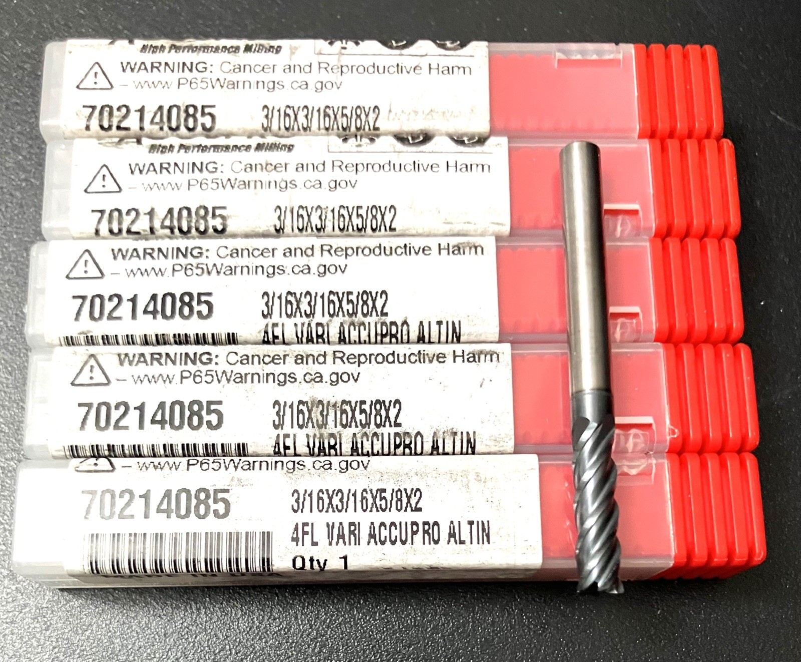2PCS Accupro 70214085 3/16″ 4 Flute Square End Mill Solid Carbide AlTiN CNC New