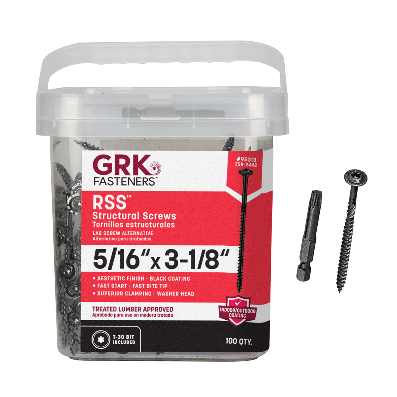 GRK Fasteners RSS™ 5/16 x 3-1/8 Inch, Black Multi-Purpose Structural Screws,