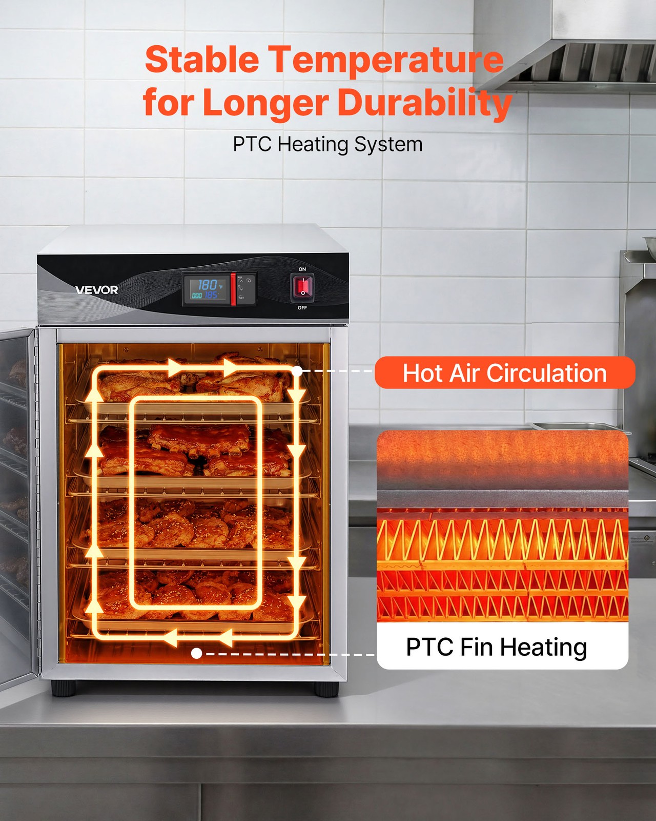VEVOR Electric Hot Box Food Warmer 4-Tier Food Warming Cabinet with Single Door