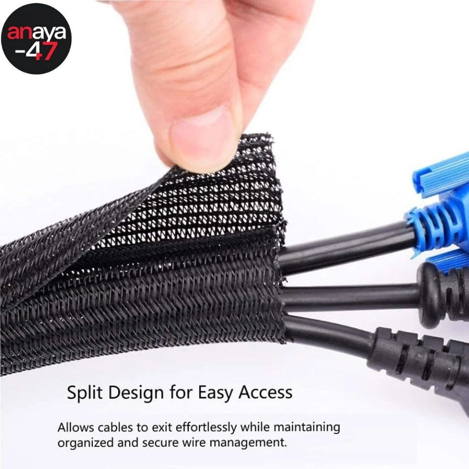 Split Braided Cable Sleeve 3MM-50MM Wire Loom Tubing Cable Management for PC Car