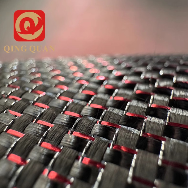 Metallic Carbon Fiber&Red&Silver Reflection Mixed Fabric plain Cloth 100cm*200cm
