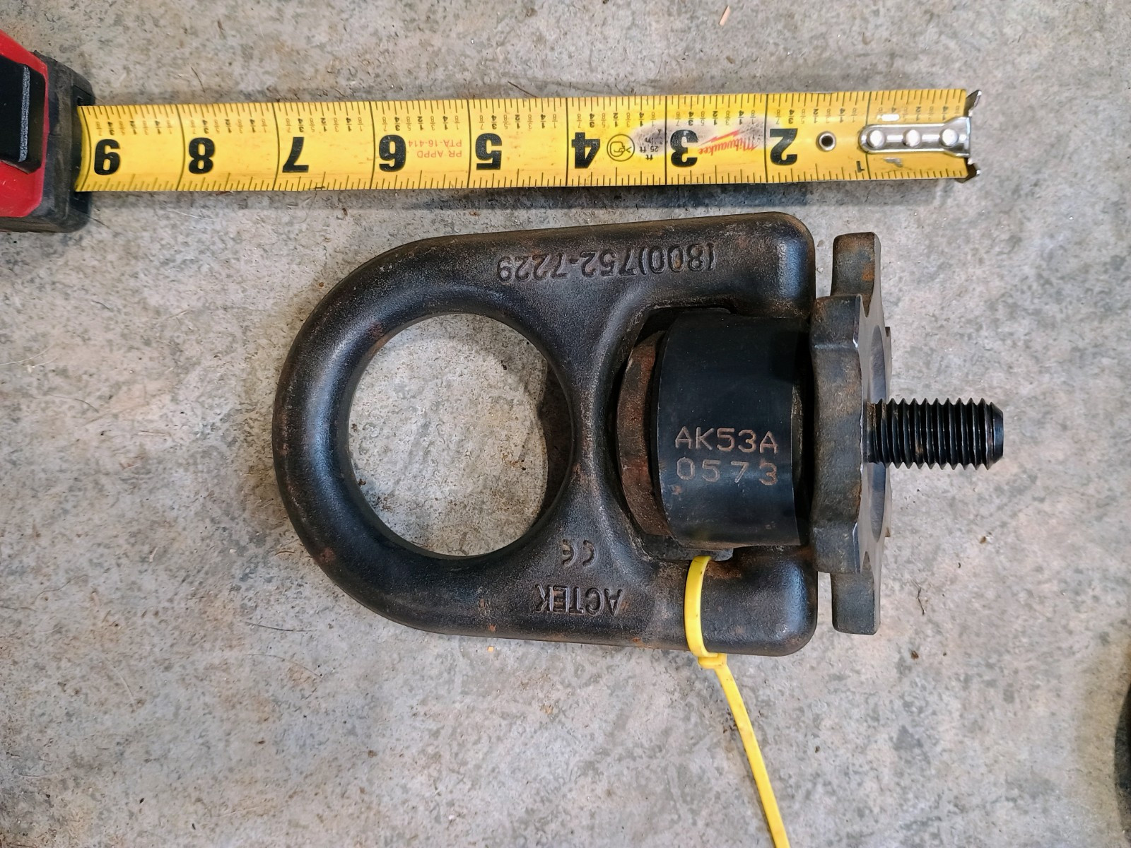 ACTEK 4,000 LBS SPEED BASE® Swivel Hoist Ring p/n 42004, 5/8″-11 TPI, USA
