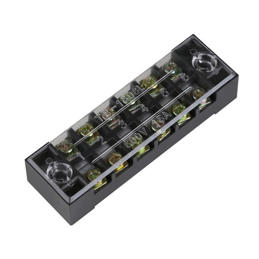 2pcs Dual Row 6-Position Screw Terminal Block Barrier Strip 600V 15A TB1506 US