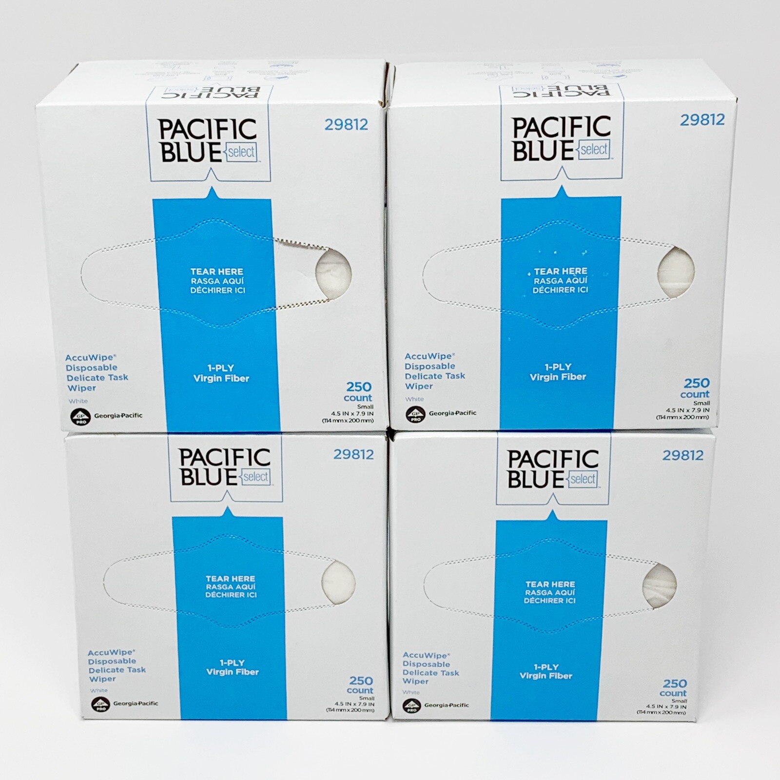 4-Pack Georgia Pacific Blue AccuWipe 4.5″ x 7.9″ Delicate 1,000 Wipers 29812 NEW