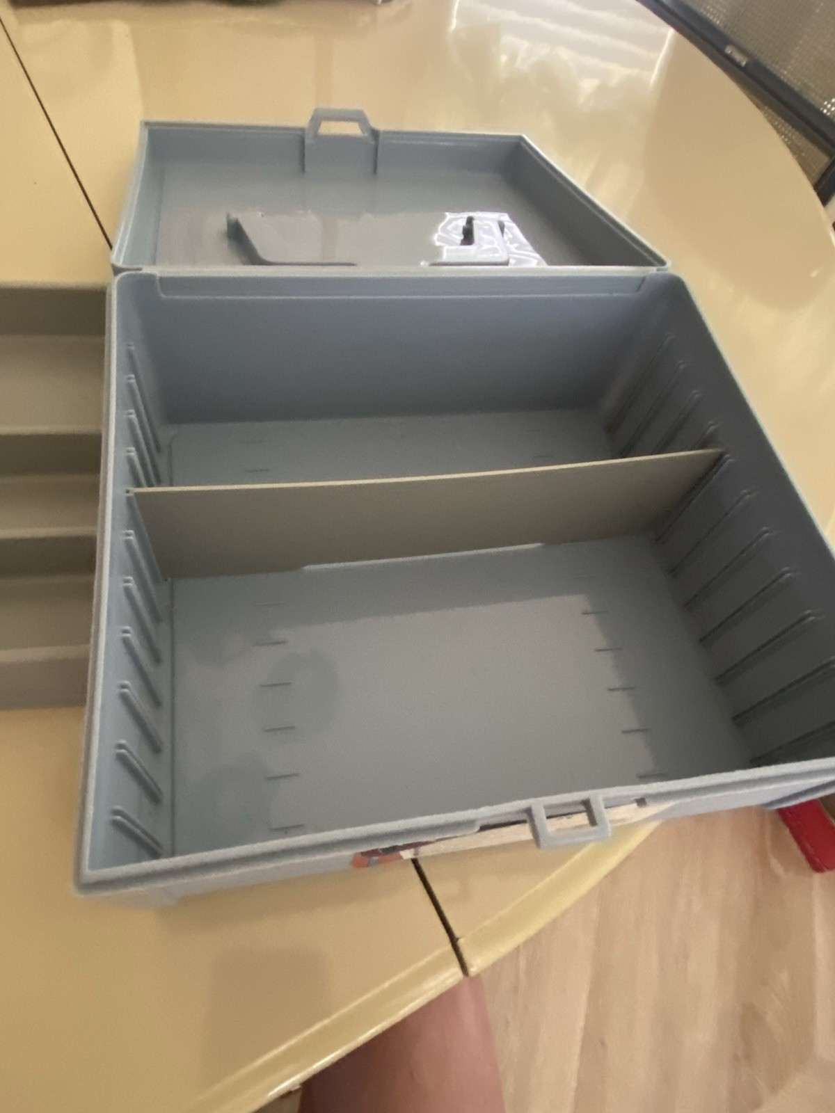 Blue Portable Plastic Cash Box Perfect for Yard Sales, Fund Raising, Church Etc