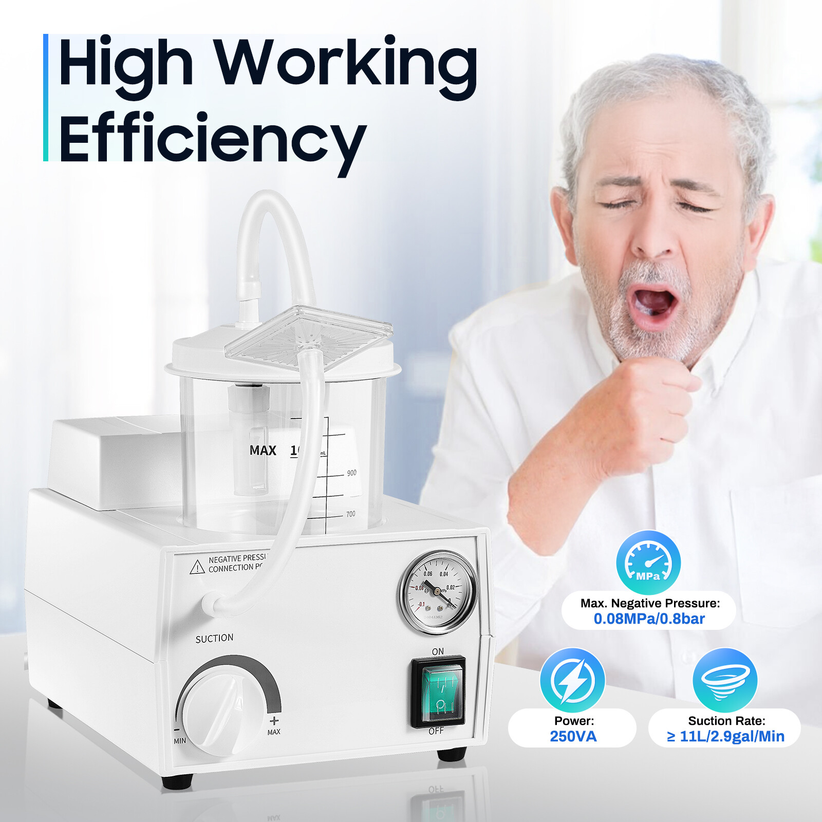 Portable Dental Phlegm Suction Unit Emergency Medical Vacuum Aspirator Machine