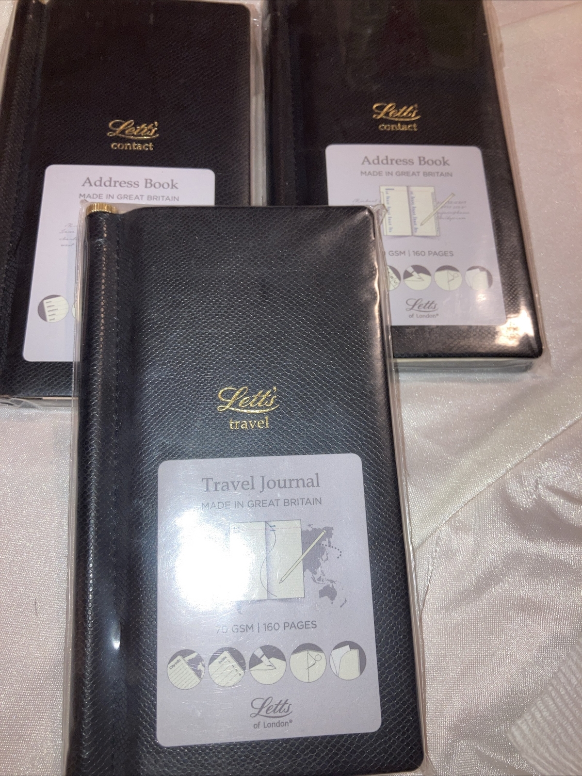 Lett’s of London UK Black Bonded Leather Journal 3×6 Vintage NOS SEALED 160 Pgs.