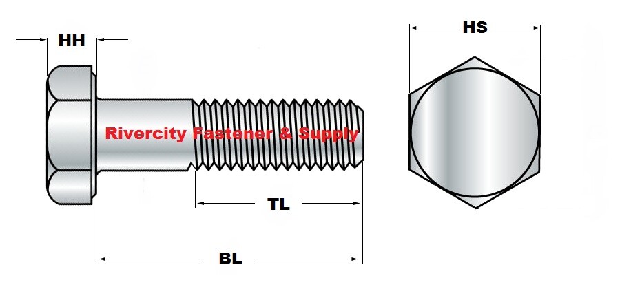 1/4-20×2-1/2 Stainless Steel Hex Head Cap Screws 1/4x20x2-1/2 Bolts 1/4x20x2.5