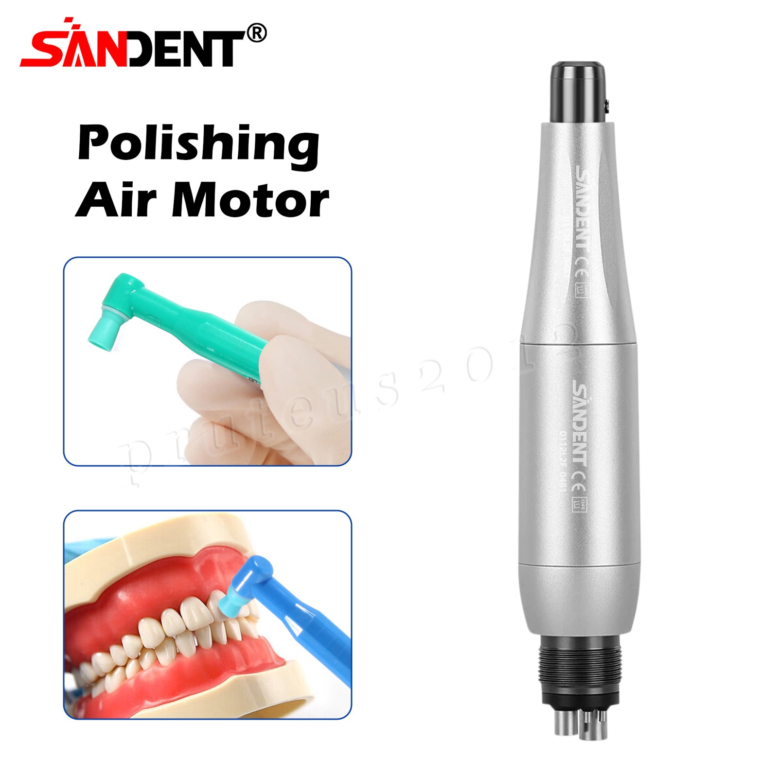 1-5 Dental Hygiene Prophy Handpiece 4:1 Straight Nose + Air Motor 4H 360° Swivel