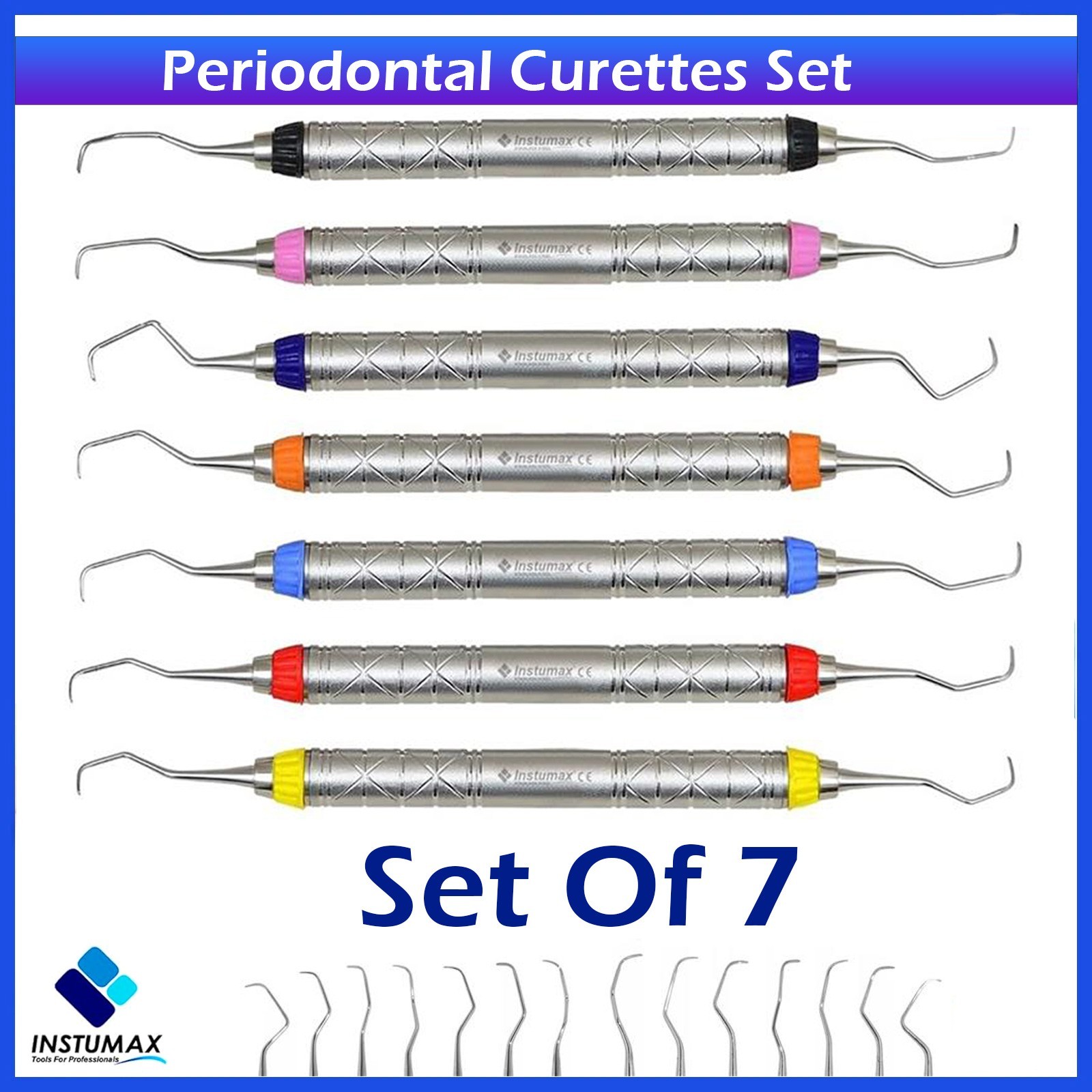 Set of 7 Periodontal Gracey Curettes Set of 7 Dental Surgical Instruments
