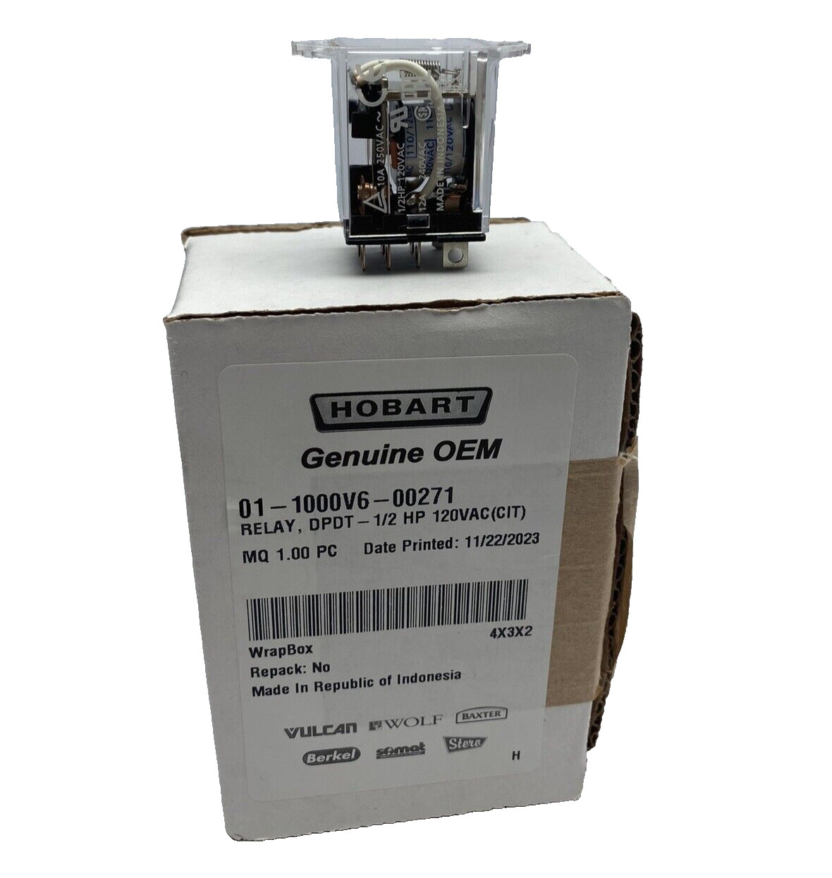 01-1000V6-00271 Hobart Relay, DPDT-1/2 Hp 120V (CIT)