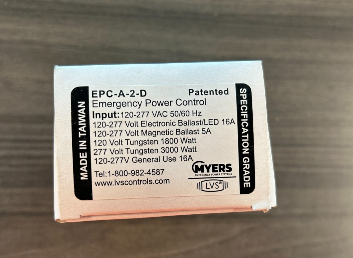 Myers EPC-A-2-D UL924 Emergency Power Control – 120/277V, 16A, Auto-Test NEW