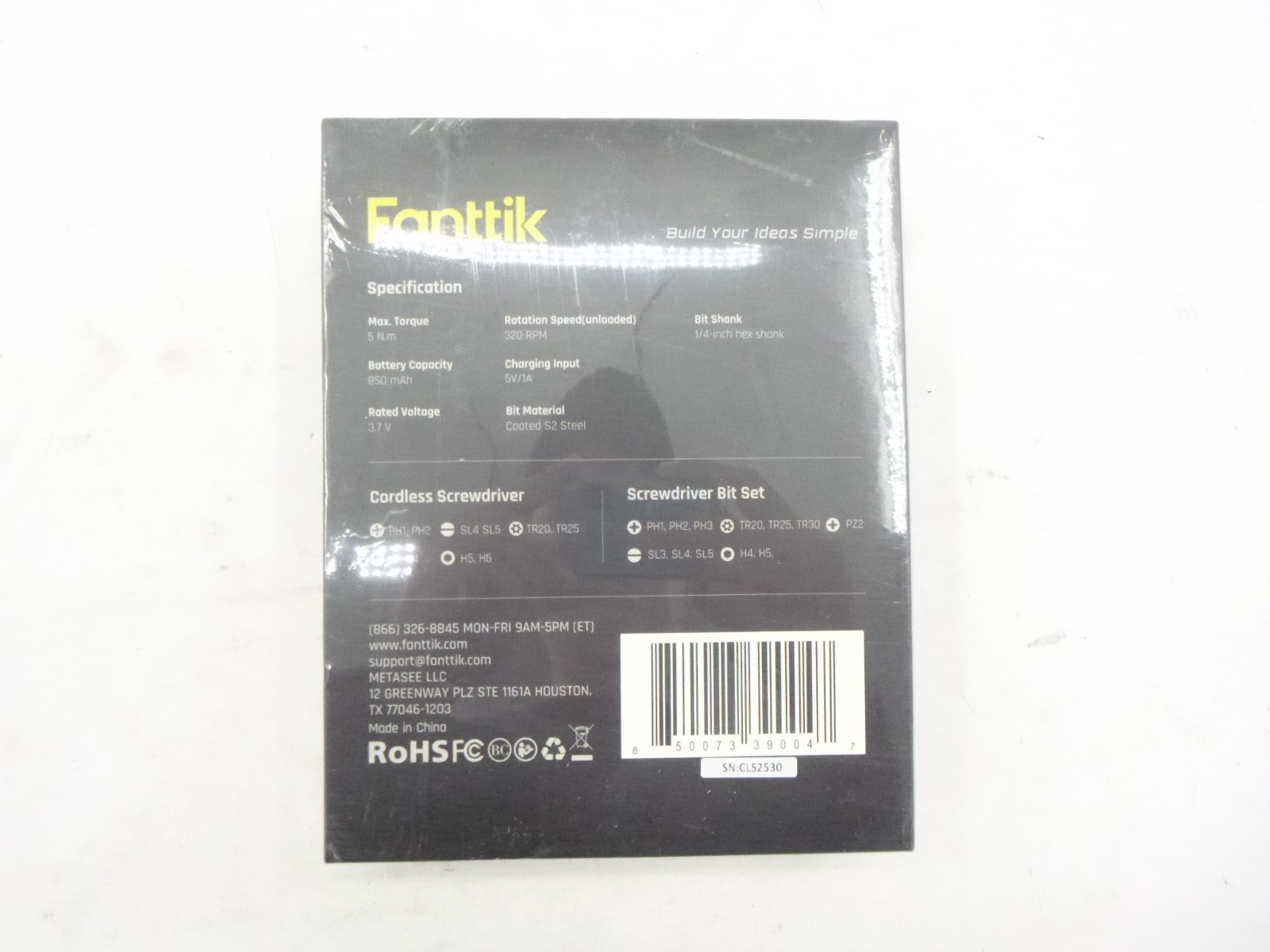 Fanttik Nex S1 Capsule Cordless Screwdriver with Bit Set 320 RPM 850mAh CLS2530