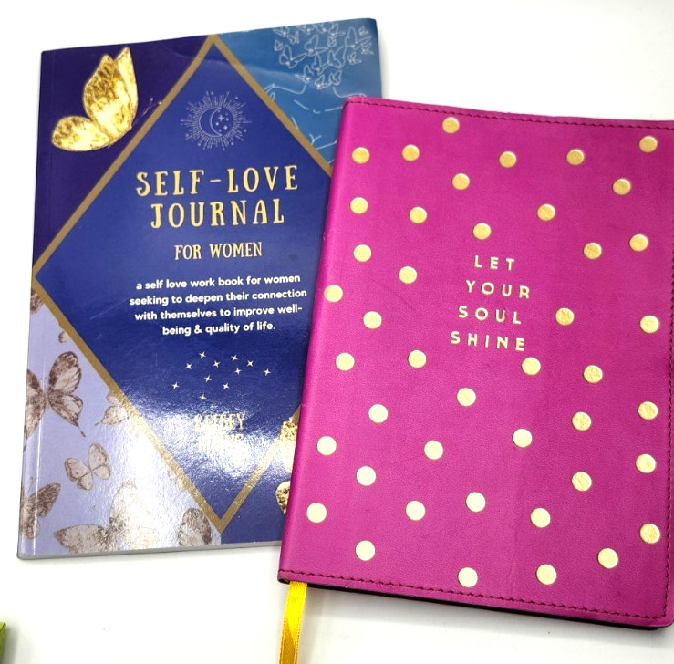 Lot of 2 Journals Pink Blank Lined & Self Love Guided Inspirational