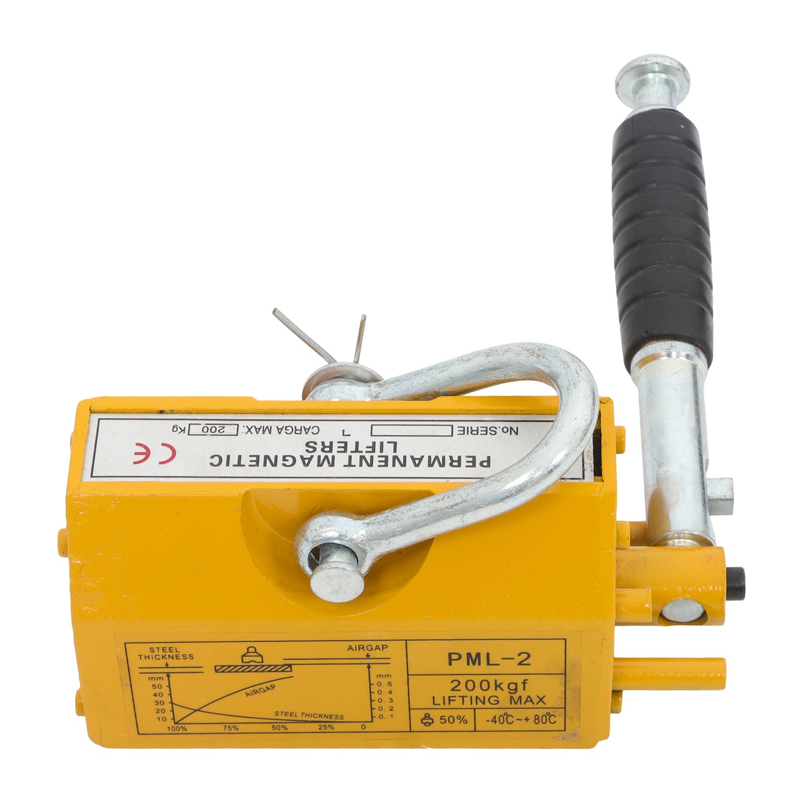 440lbs/200kg Permanent Magnetic Lifter 2.5 Safety Factor Lifting Magnet Yellow